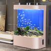 Acuario ecológico de pared de vidrio con suelo y diseño de pecera de peces de colores de la fábrica Chuanghai Big Bend, para sala de estar, hogar, tamaño mediano.