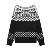 Fábrica de Ropa para Mujer Transfronteriza Venta al por Mayor 2026 Primavera y Otoño Nuevo Estilo Estilo Hong Kong Fair Isle Bloque de Color Jacquard Suéter