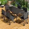 Conjunto de Mesa e Cadeira Dobráveis para Exterior Mesa e Cadeira para Acampamento de Carro Equipamento de Piquenique Mesa Portátil Integrada Tipo Rolinho de Ovo Cadeira com Encosto