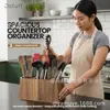 Suporte de Talheres de Madeira de Acácia Transfronteiriço Caixa de Armazenamento de Utensílios de Cozinha Suporte de Hashi de Madeira Organizador de Compartimento de Mesa Caixa de Armazenamento de Utensílios de Cozinha