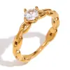 Moda Ins Europeia e Americana Elegante Nicho Design Retrô Joia de Mão Aço Inoxidável Banhado a Ouro 18K Anel de Corrente Mini para Mulheres