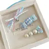 Presilha de Cabelo de Urso Azul Desenho Animado Fofo para Meninas, Presilha Jacaré com Laço e Pérola Artificial, Grampo de Cabelo Lateral Doce para Crianças, Acessório de Cabelo