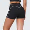 Shorts deportivos de cintura alta ajustados con efecto levantamiento de glúteos, estilo europeo y americano transfronterizo, pantalones casuales de yoga con bloques de color, shorts para correr y fitness al aire libre para mujer