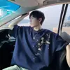 Nova Camiseta de Manga Curta Estilo Chinês para Homens, Marca Tendência, Algodão Puro Branco, Corte Solto, Tamanho Grande, Camiseta Vintage de Meia Manga, Casual e Versátil