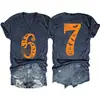 Camiseta Estampada Tendência Manga Curta Plus Size 100kg para Mulheres, Estilo Verão, Caimento Solto, Marca de Moda High Street, Camiseta Básica Gola V