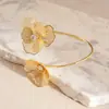 Pulsera Abierta de Flor con Incrustaciones de Diamantes Europeas y Americanas Brazalete Diseño de Moda Exquisita Versátil Pulsera Lujo Accesible Joyería de Mano de Gama Alta para Mujer