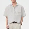 Camisa de Lino de Manga Corta con Cuello de Lino para Hombre Xintang, Estilo Americano Holgada Sencilla Casual