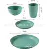Conjunto de 16 Peças, Conjunto de 32 Peças Conjunto de Louças de Mesa de Plástico de Palha de Trigo para Cozinha, Tigelas, Pratos e Copos Inquebráveis, Adequado para Residências de Apartamento