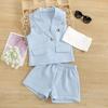 Traje de otoño para niños y niñas estilo europeo y americano, traje de moda Ins, chaqueta de traje sin mangas + strapless + shorts, traje de tres piezas