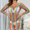 Amazon europeia e americana lingerie sexy cross-border sexy arco-íris quadril saia cor malha uma peça top comércio exterior atacado