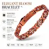 Estilo Popular Europeo y Americano Hebilla de Correa de Reloj con Patrón de Escudo de Cobre Rojo Antiguo Tres Filas de Imanes Pulsera Versión Ancha Retro Patrón de Escamas de Pez Pulsera Venta al por Mayor