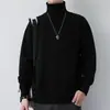 Suéter Masculino Gola Alta Direto da Fábrica Outono Inverno Cor Sólida Camada Base Malha Tendência ins Estilo Coreano Solto Suéter de Lã