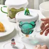 Taza de Navidad creativa de doble capa resistente a altas temperaturas, taza de leche hecha de vidrio de borosilicato alto con asa, taza de deseo estrella de Navidad para regalo de vacaciones