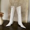 Botas Cortas Desmontables de Dos Usos Nicho Tacón de Aguja Punta Fina Botas de Pantalón Nuevas Versátiles Botas Retro por Encima de la Rodilla Estilo Mujer