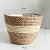 Funda tejida para maceta estilo nórdico, cesta de flores tejida a mano, cesta de almacenamiento decorativa para plantas verdes de sala de estar y balcón