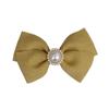 Elegante Horquilla Francesa para Cabello de la Parte Posterior de la Cabeza para Niña Adulta, Tela, Perla, Lazo Jengibre, Clip de Resorte, Clip para Cola de Caballo
