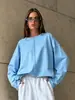 Nueva Colección Primavera-Verano 2026 Camiseta de Algodón Puro de Manga Larga Deshilachada para Mujer Top Holgado Suave de Punto de Felpa para Mujer Estilo Ins Europeo y Americano