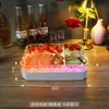 Bandeja de Frutas com Padrão de Gelo LED Ktv Prato de Frutas Brilhante Bandeja de Três Compartimentos Bandeja Recarregável para Lanches