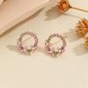 2024 Nuevos Aretes de Flores de Lujo Ligero para Mujer Casuales Pequeños Frescos con Incrustaciones de Piedras Brillantes Aretes de Temperamento Modernos y Exquisitos