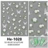 Redanco nuevo relieve 5D concha camelia blanca pegatinas de uñas ligeras estéreo He-1029