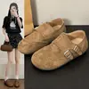 Populares zapatos planos para mujer estilo británico, nuevo modelo otoño 2026, sandalias planas casuales para exteriores estilo Birkenstock con correa de hebilla