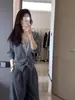 Novo Cardigã Duas Peças 100% Lã Pura Outono/Inverno para Mulheres, Jaqueta Tricô Casual Fashion Gola V Color Block