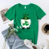 Produto Novo para o Dia de São Patrício 2025 Camiseta Masculina e Feminina Loose de Manga Curta com Estampa de Trevo
