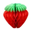 Bolo de Mel com Morango Decoração de Festa de Aniversário Infantil Arranjo com Fita de Flor Tema Frutas Lanterna de Papel de Mel com Morango