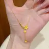 Nueva Tienda Dorada de Moda Mismo Estilo Popular en Xiaohongshu Collar con Borla de Flor Romántica Flor de Cerezo Cuentas de Disco Regalo para Novia