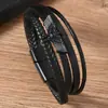 Nuevos Productos Transfronterizos Estilo Retro Europeo y Americano En stock Pulsera de Cuero Tejida a Mano para Hombre Hebilla Magnética de Aleación de Zinc Águila