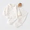 Conjunto de Cintura Alta para BebéAlgodón Puro Clase A primavera y otoño ropa para recién nacidos, conjunto de algodón puro de manga larga para niños y niñas