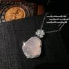 Collar con gemas en forma de huevo de calcedonia rosa y púrpura del Emperador de Brasil, bañado en oro de 18 quilates, pulsera con flor de calcedonia rosa.