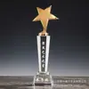 Novo troféu de cristal medalha de estrela de cinco pontas de metal gravação excelente equipe de alto nível impressão colorida fabricante de placas de licença