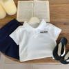 Polo para niños Estilo coreano Manga corta Infantil 2025 Verano Color puro Bordado Letra Camiseta Absorción de humedad