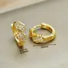 Pendientes Cuadrados de Zirconia de Colores Chapados en Cobre 18K de Personalidad Europea y Americana Moda para el Trabajo Sentido de Alta Gama Cierres de Pendientes Romboidales Accesorios para Pendientes