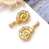 DIY Vida Marina Dorada Chapado en Cobre Oro Real de 18K Fuerte Retención de Color Broche de Girasol Colgante de Circonita Dijes Accesorios de Joyería