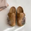 Hermosos Zuecos Estilo Birkenstock con Fuegos Artificiales de Pedrería para Mujer, Nuevos de Primavera 2026 Zuecos sin Cierre de Suela Gruesa para Uso en Exteriores