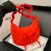 Nueva Bolsa de Tela Casual de Nicho Estilo Coreano Bolso Cruzado Distintivo para Mujer con Pliegues y Cordón con Cordones Bolso de Hombro Estilo Casual de Nylon