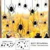 Pegatinas de Vidrio de Halloween Transfronterizas al por Mayor Silueta Negra Araña Colgante Pegatinas Electrostáticas Decorativas para Paredes de Vidrio