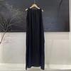 Vestido largo suelto sin mangas con textura artística de nicho de tencel ramio plisado teñido anudado fino de verano 2024 para mujer