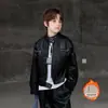 Jaqueta de Couro para Meninos Roupa de Inverno 2026 Novo Estilo Jaqueta Casual para Crianças Maiores Versão Coreana Outono e Inverno Infantil Acolchoada Frete Internacional
