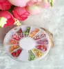 Adornos para uñas fruta arcilla blanda flores en forma de corazón 3 adornos para uñas diy pegatinas para uñas 12 cajas redondas
