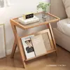 Estante de noche estilo lujo ligero, mesa auxiliar, mesita, mesa de café de moda, mesa larga de cristal, mesa de esquina estilo japonés para apartamentos pequeños, mini