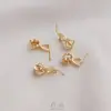 Fecho de Pingente Banhado a Ouro 14K com Caractere da Sorte, Moeda de Cobre, Flor de Cerejeira, Fecho de Semente de Melão, Fecho de Pingente para Colar de Cristal de Jade DIY
