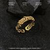 Diseño del Origen de Todas las Cosas, Anillo Cruzado con Patrón de Hierba Tang de Oro Antiguo, Nicho de Gama Alta Versátil Venta Directa del Fabricante
