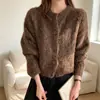 Cárdigan de punto trenzado de color liso estilo coreano LEKA para mujer, nuevo suéter casual holgado vintage para mujer de otoño e invierno 2026