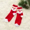 Árbol de Navidad Rojo Amor Otoño e Invierno Calcetines de Dormir Gruesos Cálidos de Coral Fleece Medio Terciopelo Calcetines de Navidad Lindos de Alce para Mujer