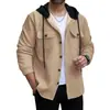Sudadera con capucha de manga corta de retazos de colores, deportiva casual, de comercio exterior, Otoño e Invierno, Cruzada Europea y Americana, Bolsillo Jacquard con Botón