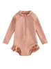 6-12M,12-18M,18-24M,2-3Años3-4Años piña Cuadros manga raglán cremallera traje de baño de una pieza para niños