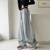 Calça de moletom para meninas 2026 Outono Novo Estilo para Crianças Médias e Grandes Calça de Cintura com Patch de Letra Perna Larga Calça Banana Calça Esportiva Casual Calça Longa